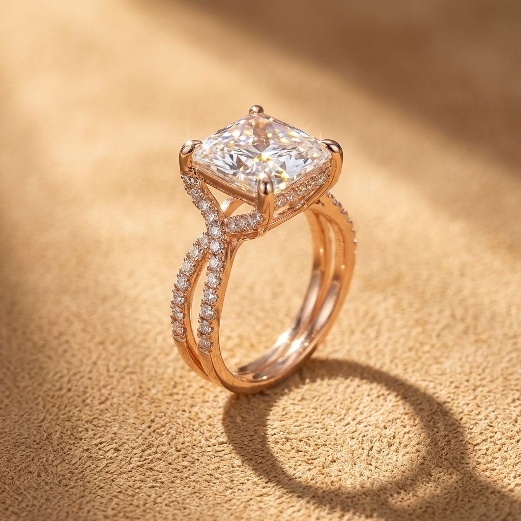 Crystal Solitaire Pave Ring