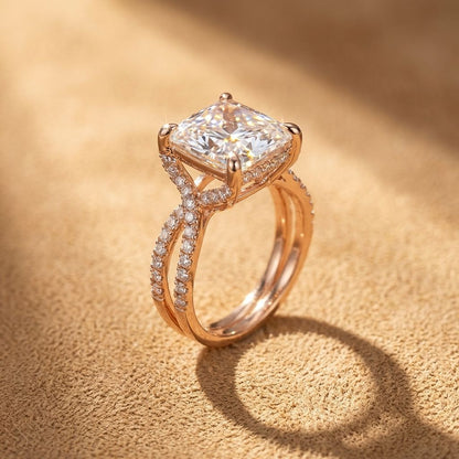 Crystal Solitaire Pave Ring