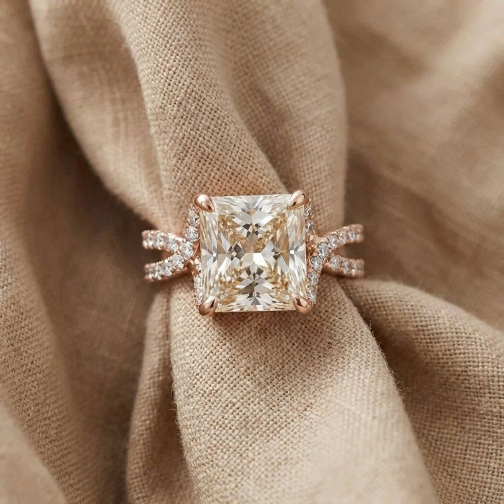 Crystal Solitaire Pave Ring