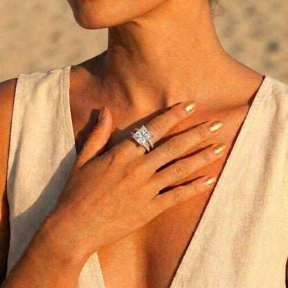 Crystal Solitaire Pave Ring