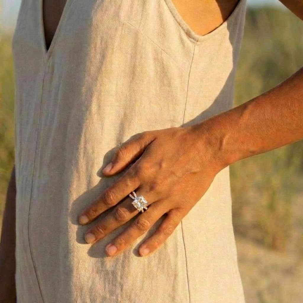 Crystal Solitaire Pave Ring