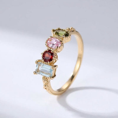 Multi-Stone Floral Gold Ring