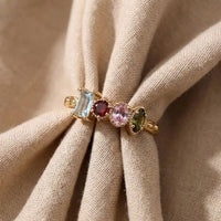 Multi-Stone Floral Gold Ring