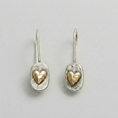 Gold Heart Two-Tone Drop Earrings