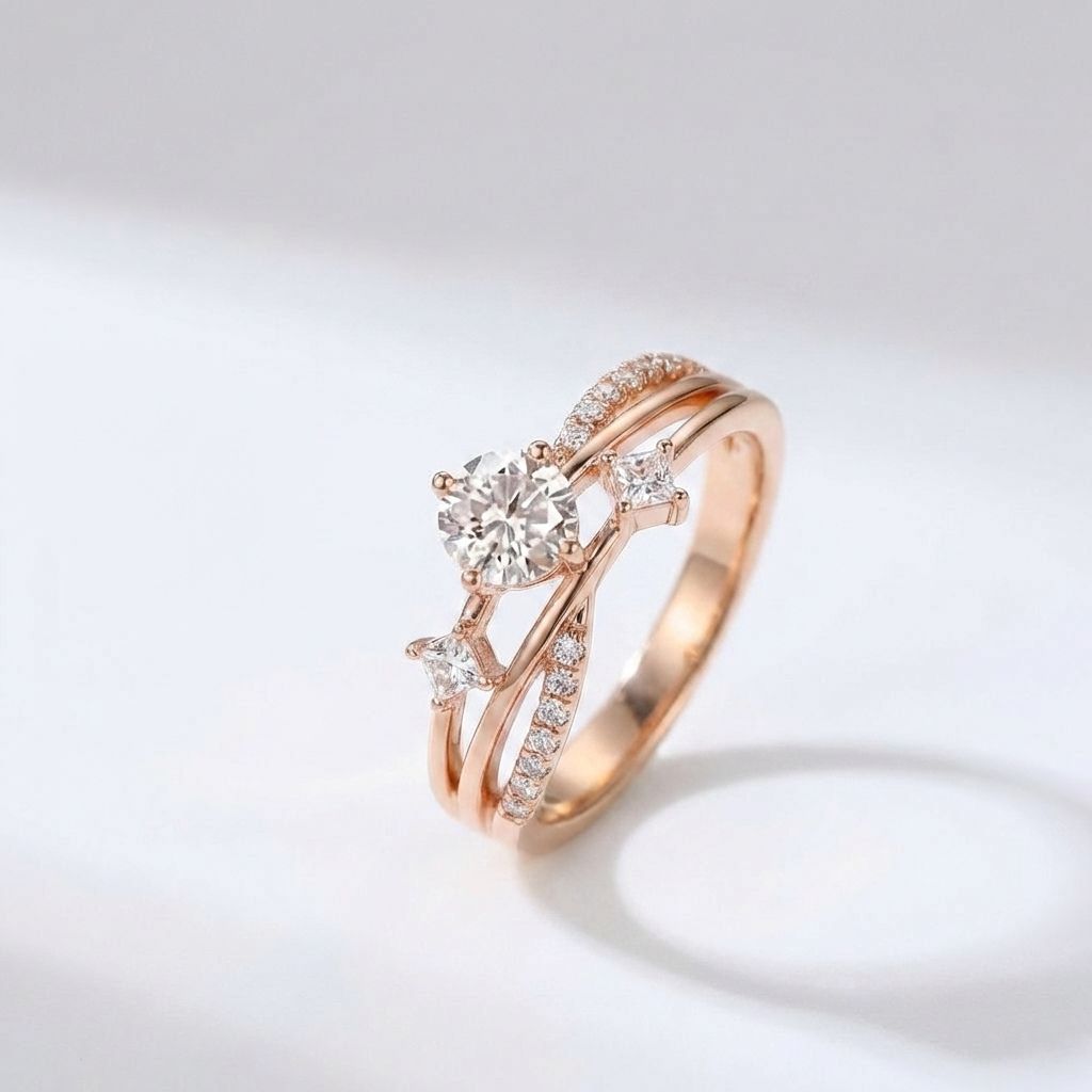 Crystal Solitaire Split Band Ring