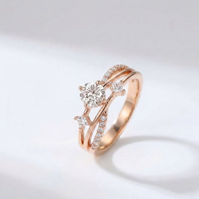 Crystal Solitaire Split Band Ring