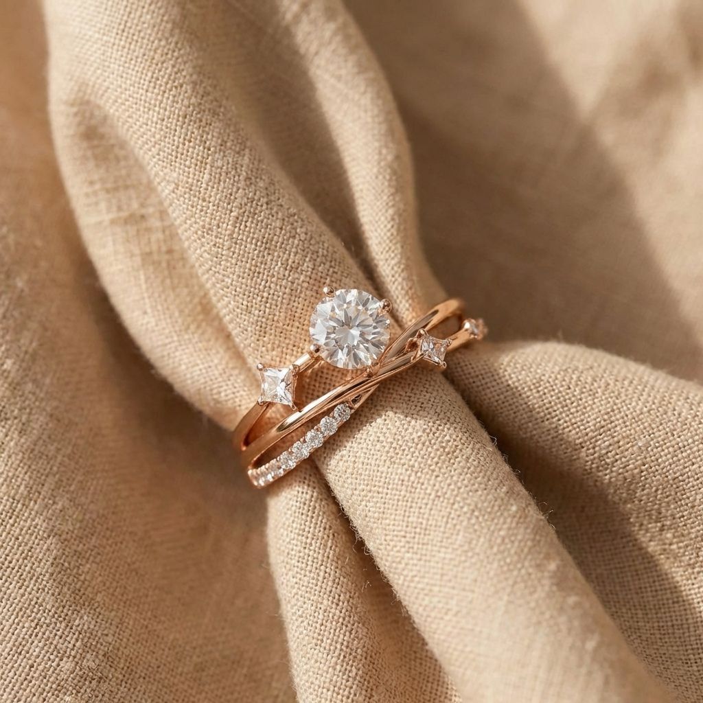 Crystal Solitaire Split Band Ring