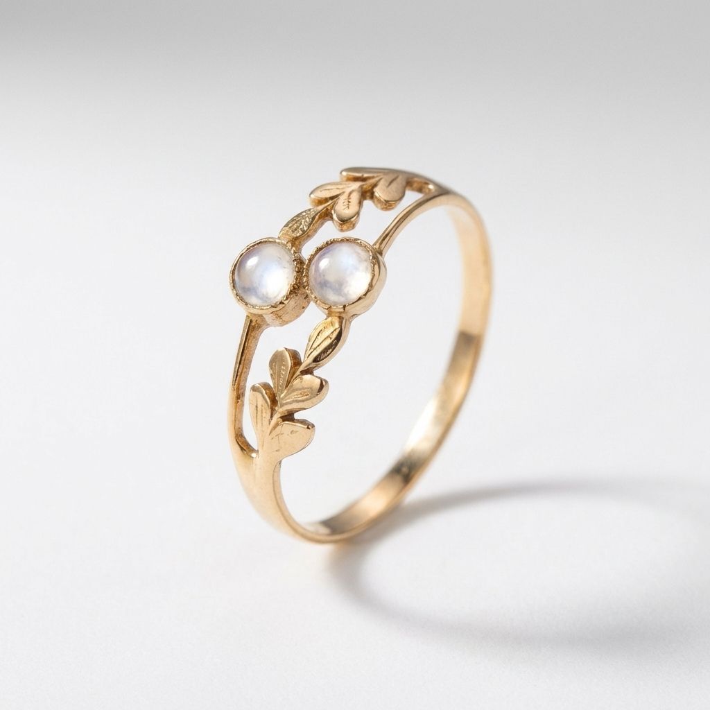 Moonstone Leaf Duo Ring