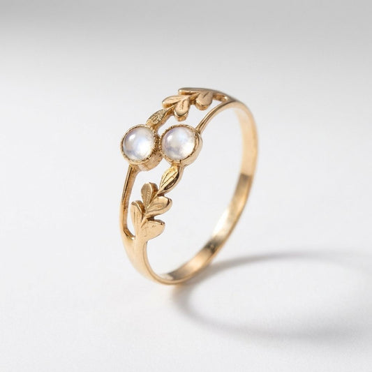 Moonstone Leaf Duo Ring