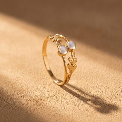 Moonstone Leaf Duo Ring