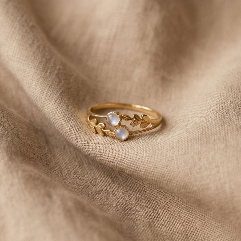 Moonstone Leaf Duo Ring