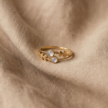 Moonstone Leaf Duo Ring