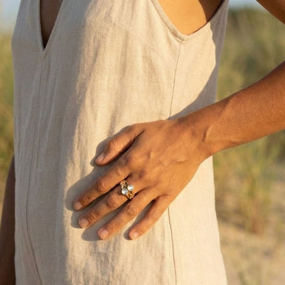 Moonstone Leaf Duo Ring