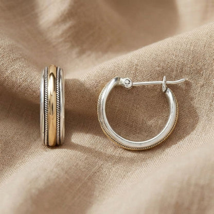Two Tone Stripe Hoop Earrings