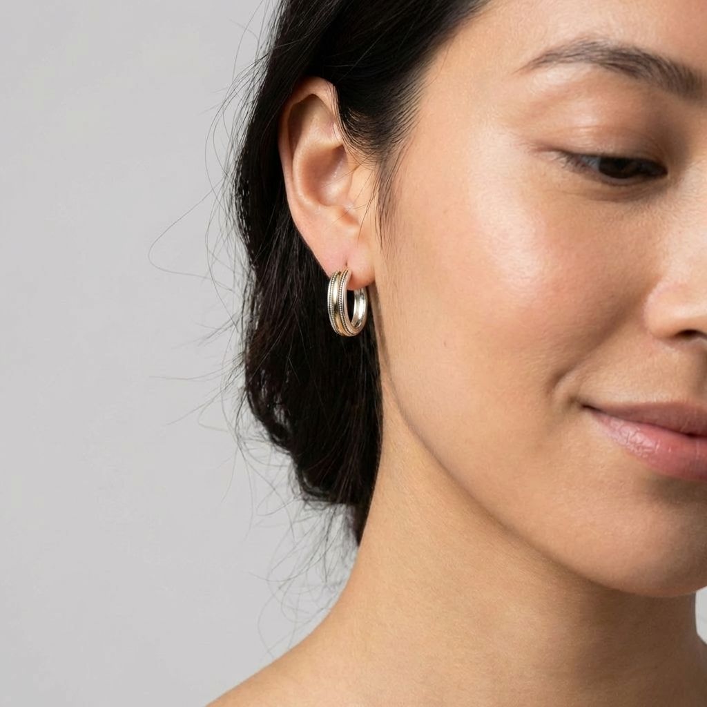 Two Tone Stripe Hoop Earrings