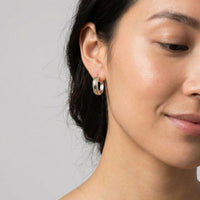 Two Tone Stripe Hoop Earrings