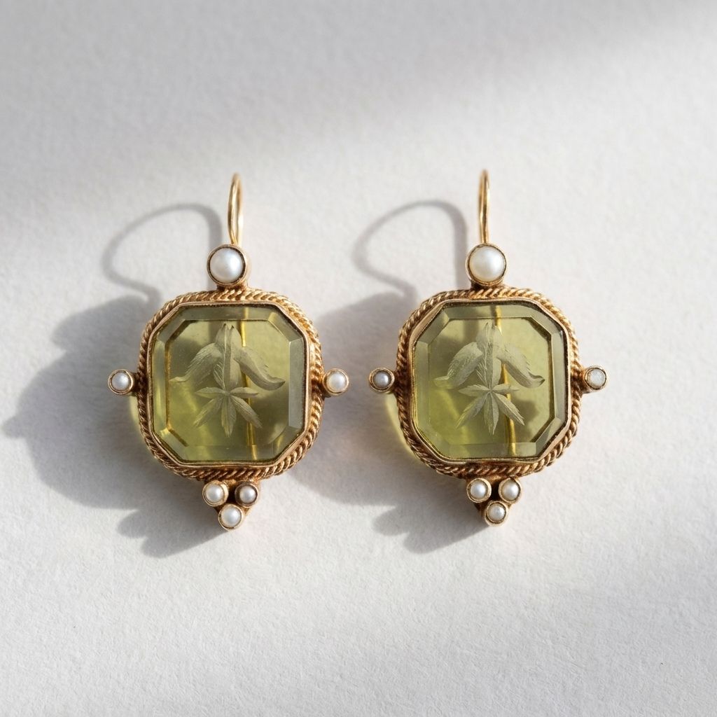 Peridot Pearl Drop Earrings
