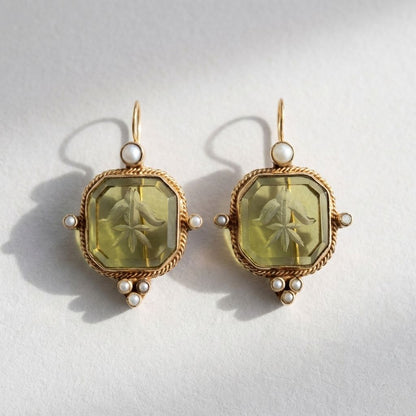 Peridot Pearl Drop Earrings
