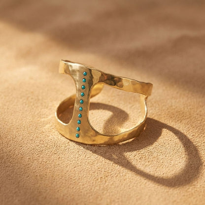 Turquoise Studded Cuff Ring