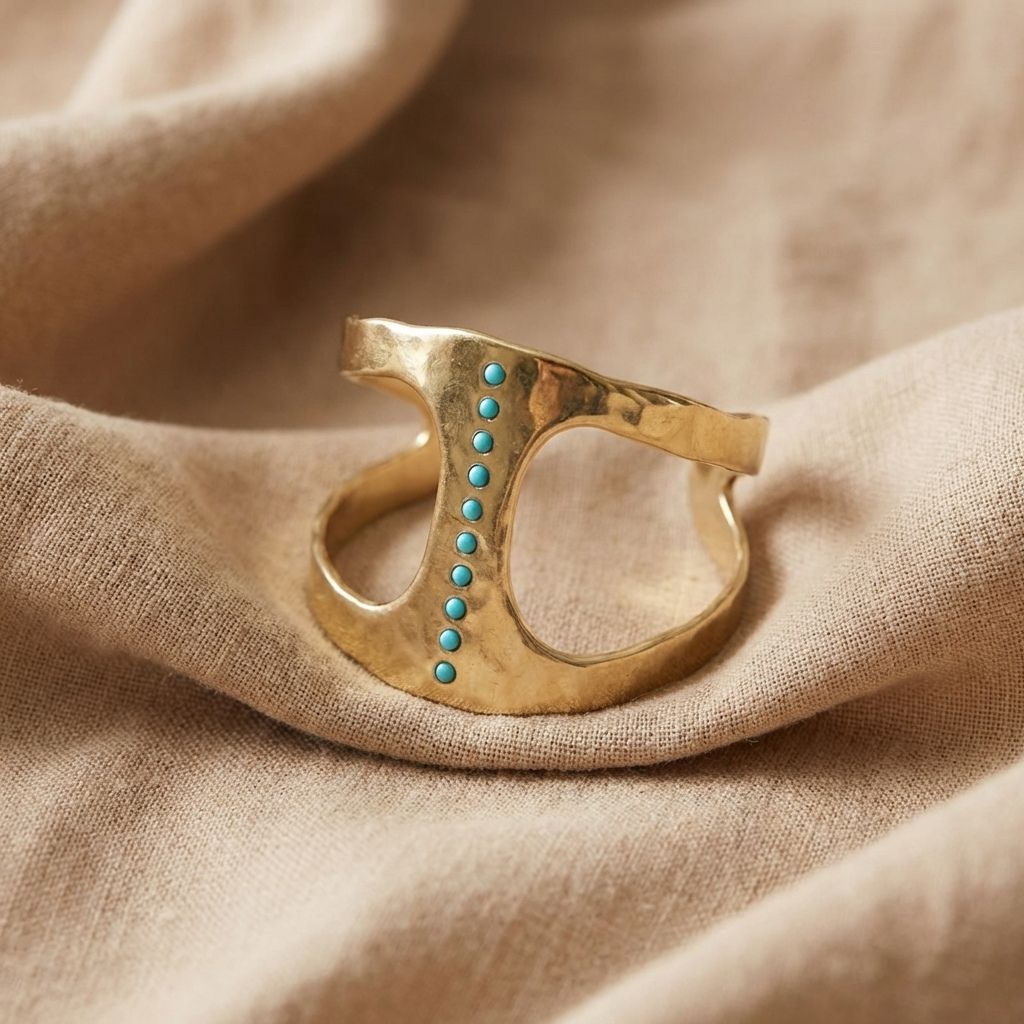 Turquoise Studded Cuff Ring