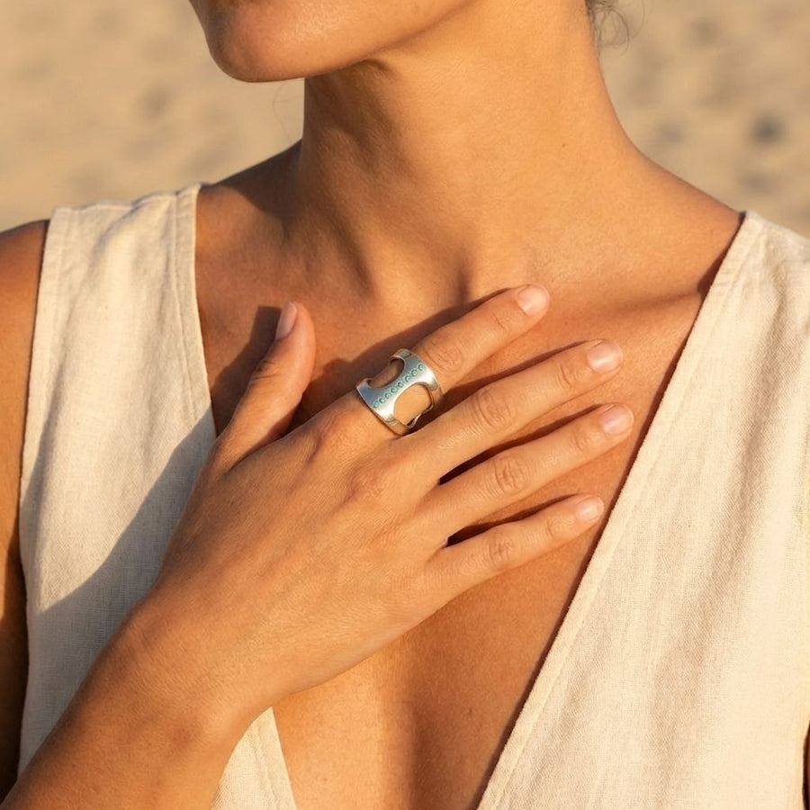 Turquoise Studded Cuff Ring