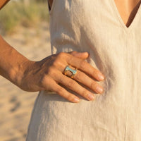 Turquoise Studded Cuff Ring