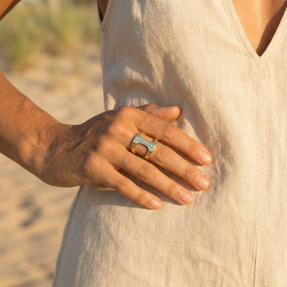 Turquoise Studded Cuff Ring