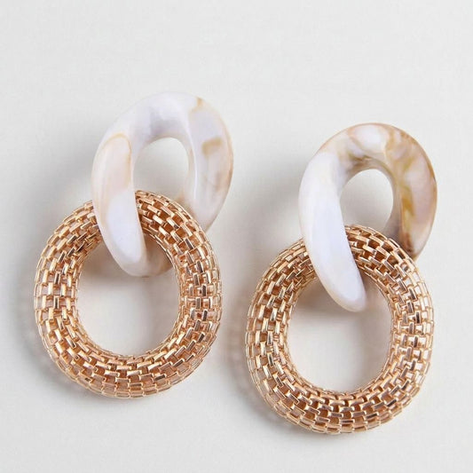 Woven Gold Oval Hoop Earrings