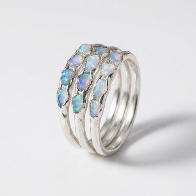 Opal Silver Stack Ring