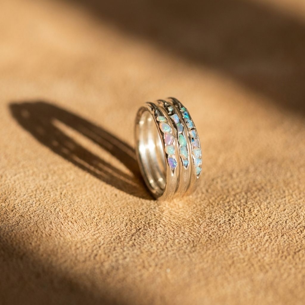 Opal Silver Stack Ring
