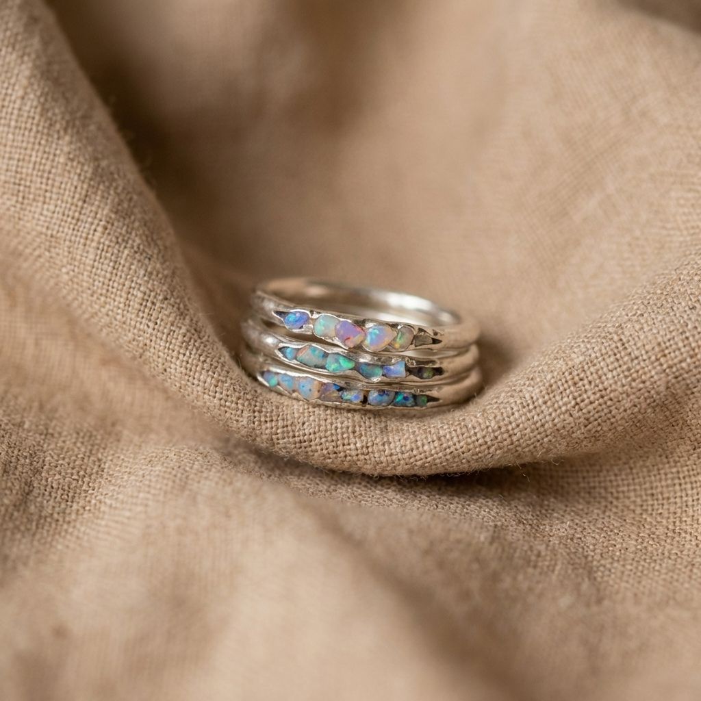 Opal Silver Stack Ring