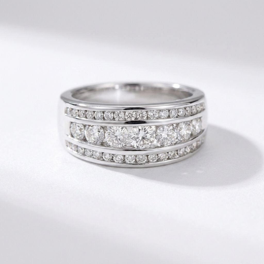 Crystal Channel Wide Band Ring