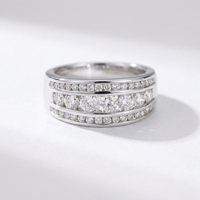 Crystal Channel Wide Band Ring