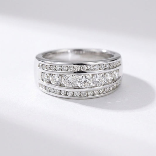 Crystal Channel Wide Band Ring