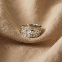 Crystal Channel Wide Band Ring