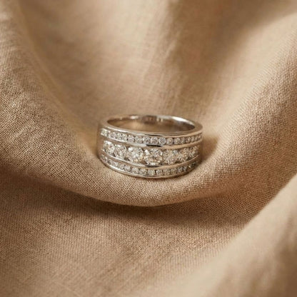 Crystal Channel Wide Band Ring