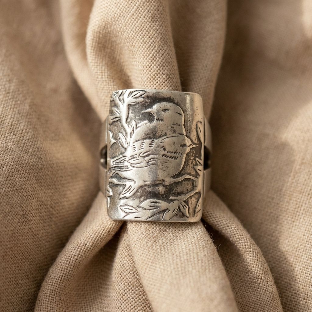 Lovebird Carved Signet Ring