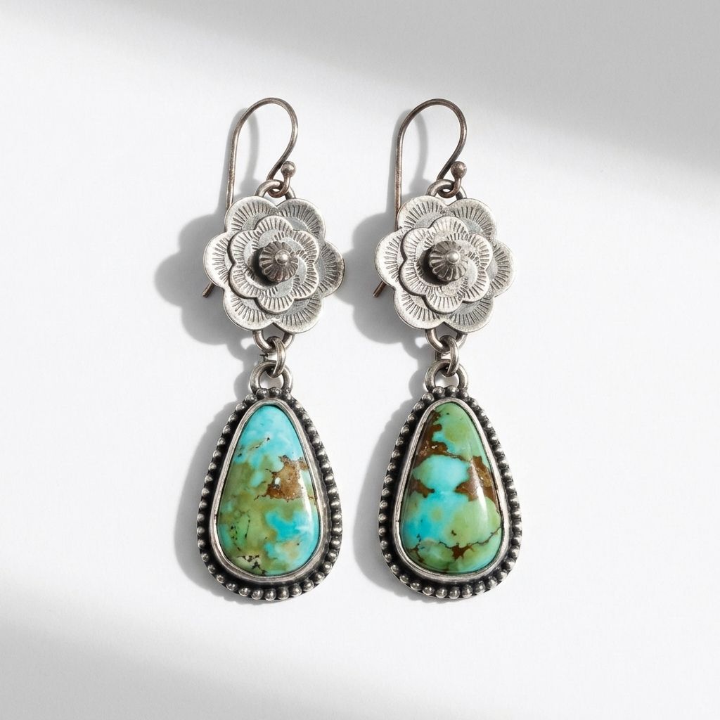 Turquoise Floral Drop Earrings