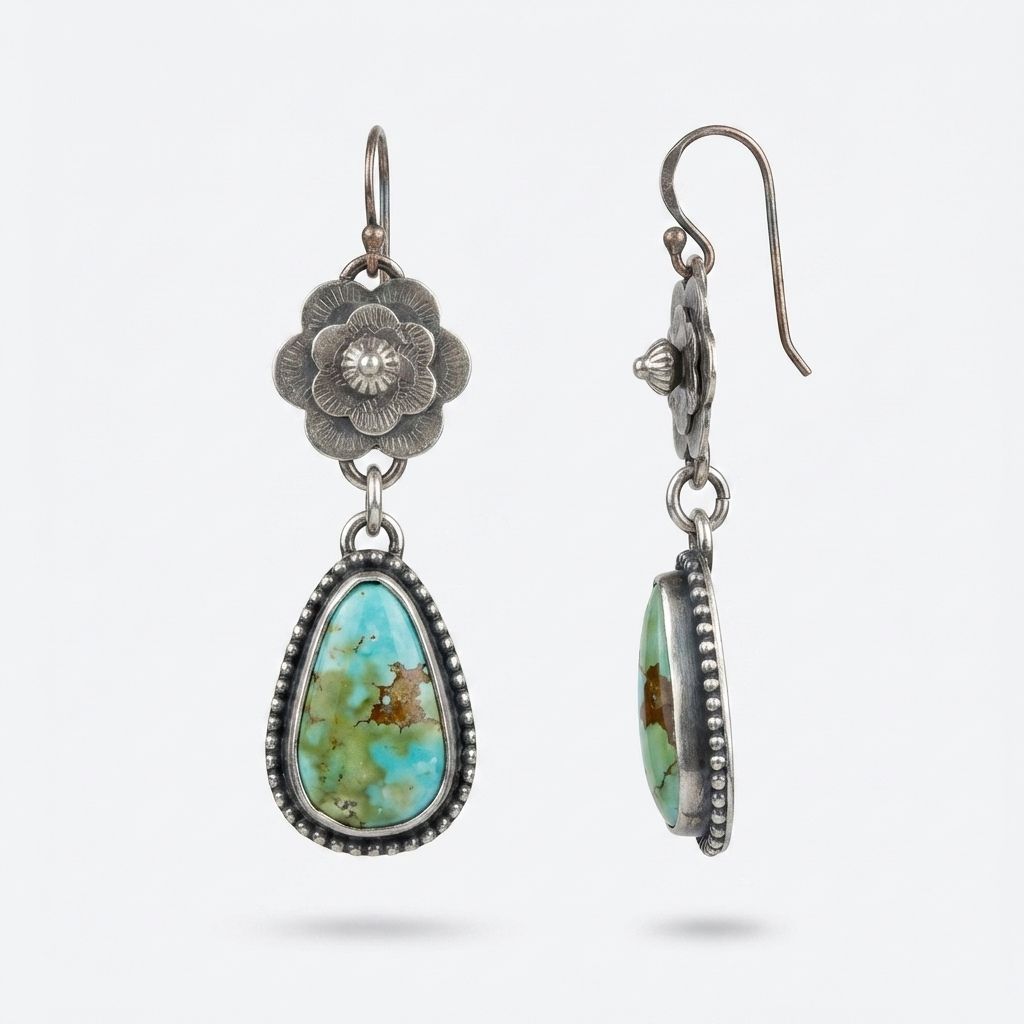 Turquoise Floral Drop Earrings