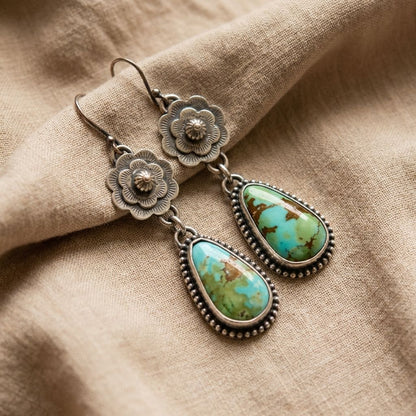 Turquoise Floral Drop Earrings