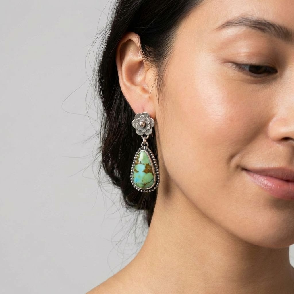 Turquoise Floral Drop Earrings