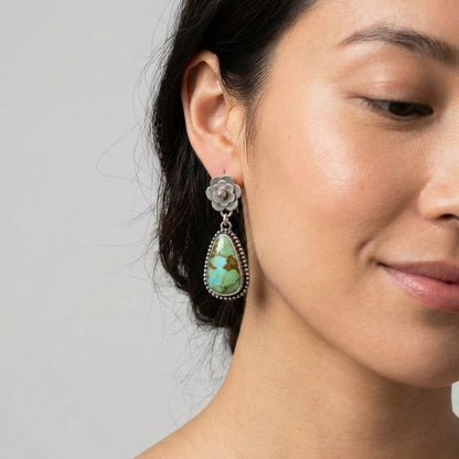 Turquoise Floral Drop Earrings