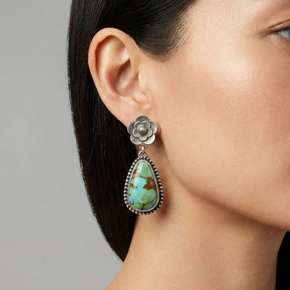 Turquoise Floral Drop Earrings