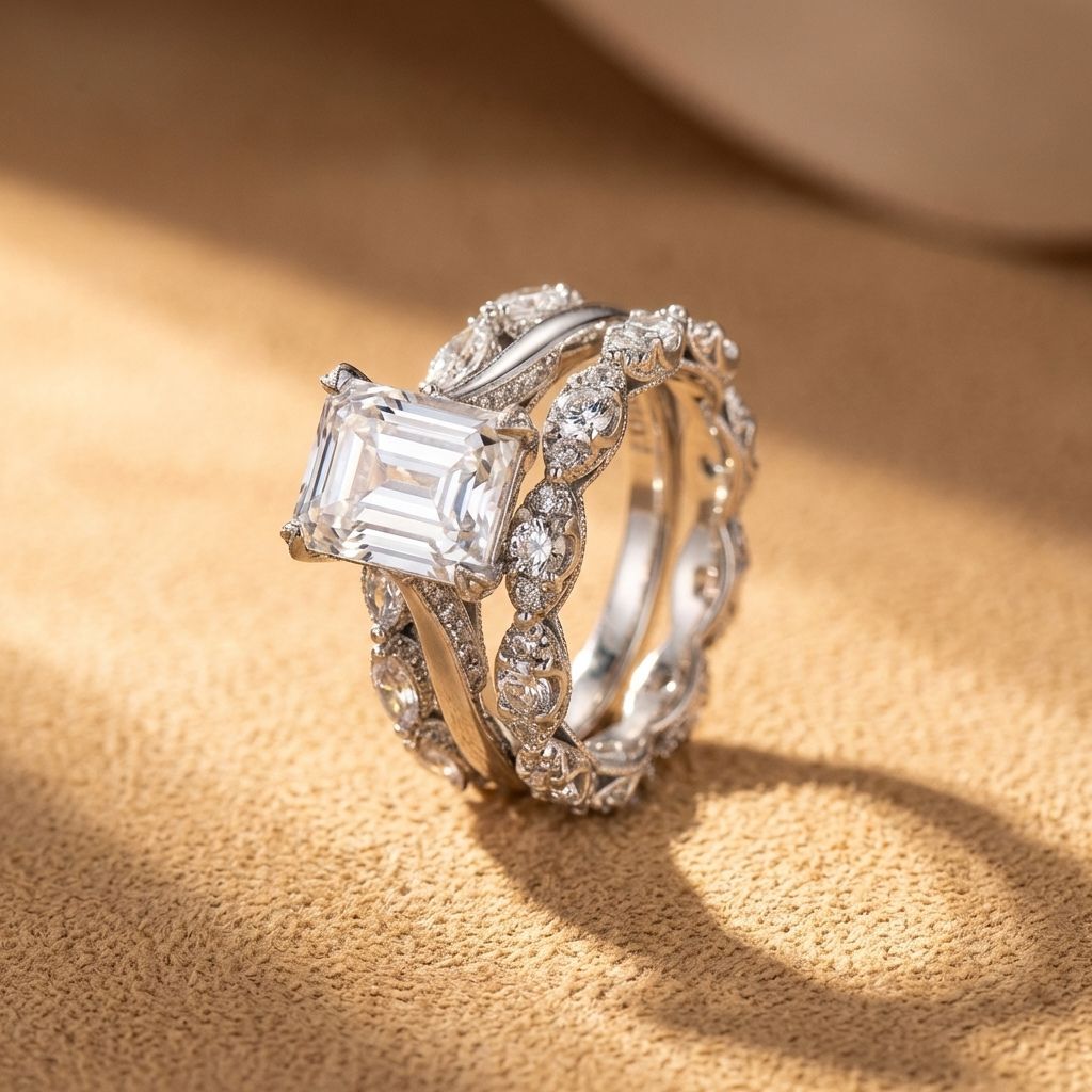 Crystal Emerald Cut Stack Ring