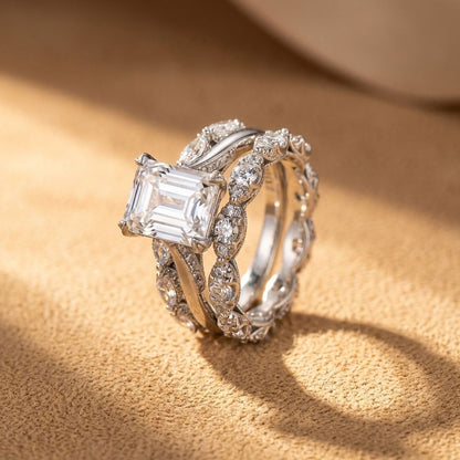 Crystal Emerald Cut Stack Ring