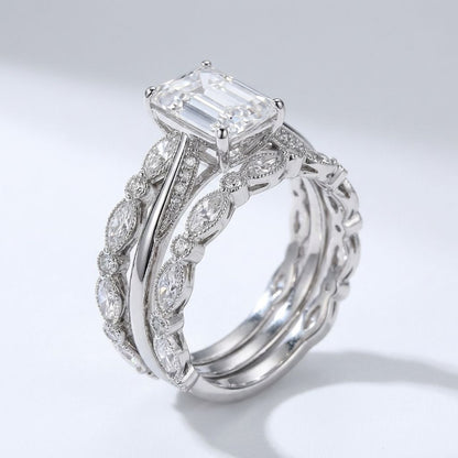 Crystal Emerald Cut Stack Ring