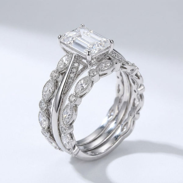 Crystal Emerald Cut Stack Ring