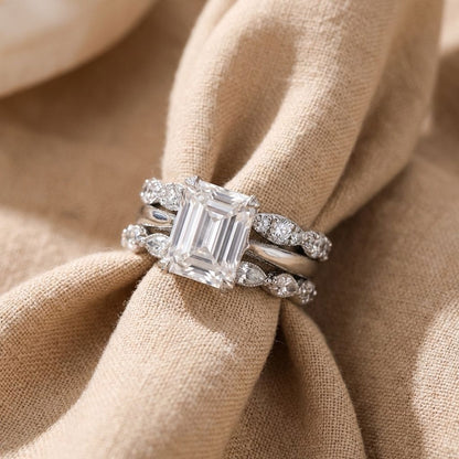 Crystal Emerald Cut Stack Ring