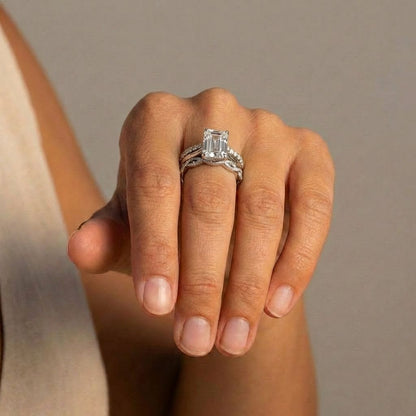 Crystal Emerald Cut Stack Ring