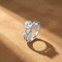 Crystal Solitaire Twist Silver Ring
